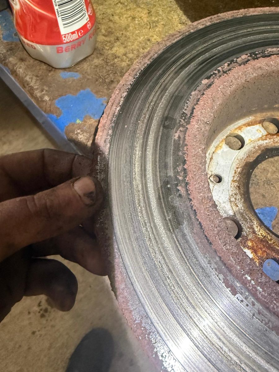 Worn brake disc caught at service